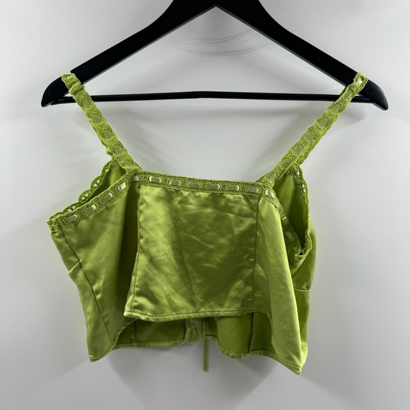 PacSun LA Hearts Green Satin Tank Top – Size Small - Picture 5 of 6